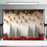 Aperturee - Aperturee Christmas Tree Gold Balls Xmas Photography Backdrop